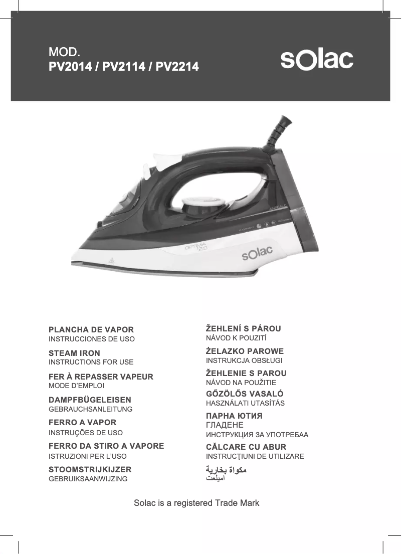 Page n°1 - Manuel utilisateur Solac Optima Perfect PV2214