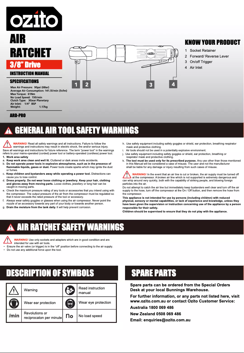 Página 1 del manual Manual de usuario Ozito ARD-PRO
