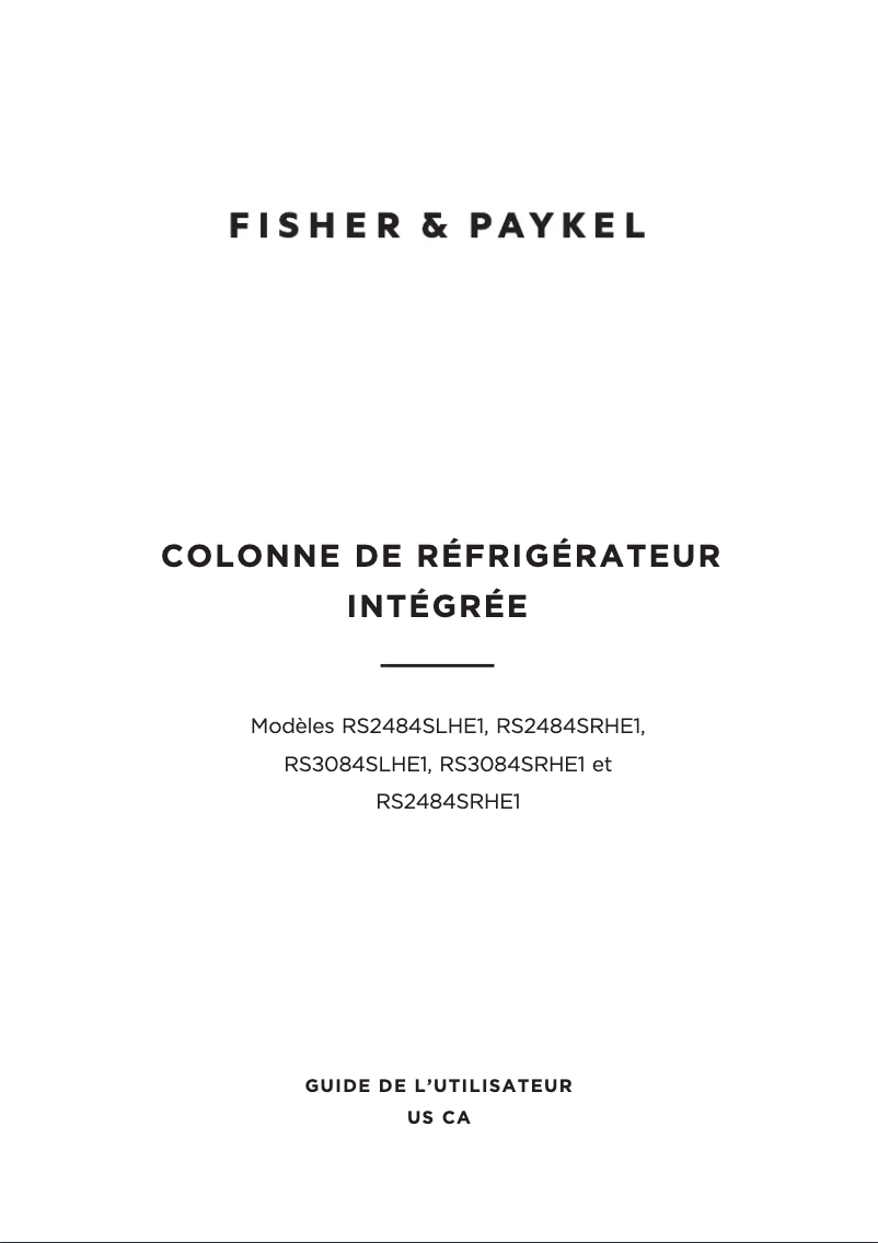 Page 1 de la notice Manuel utilisateur Fisher & Paykel RS2484SRHE1