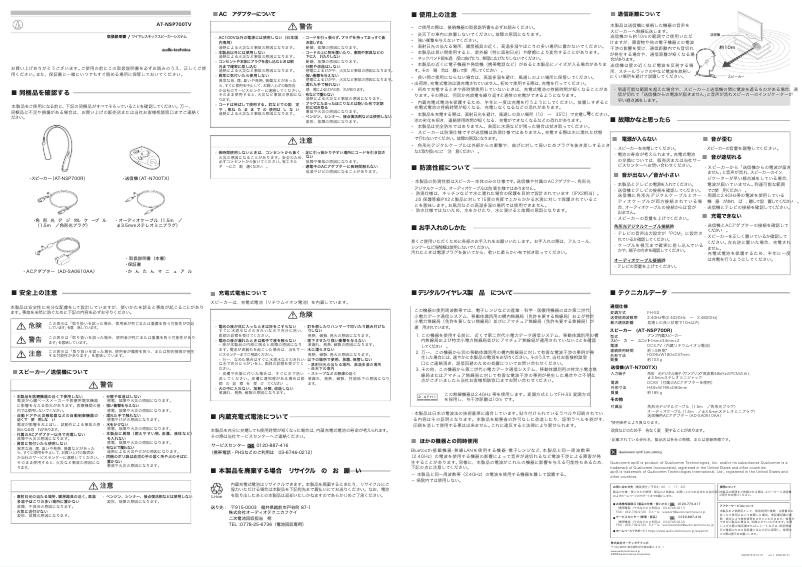 Page 1 de la notice Manuel utilisateur Audio-Technica AT-NSP700TV
