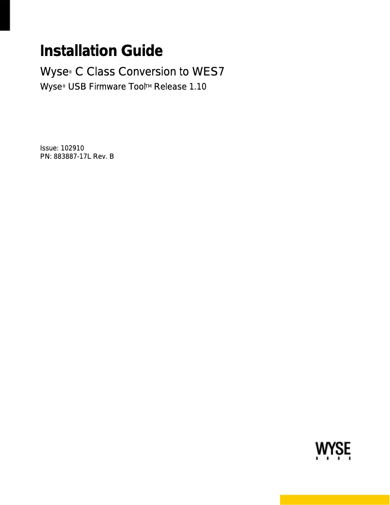 Page n°1 - Manuel utilisateur Wyse C class WES7