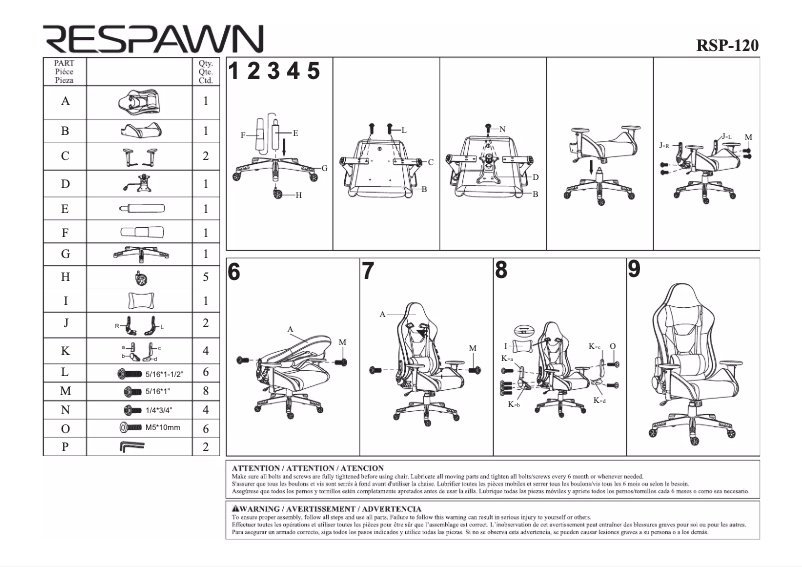 Page 1 de la notice Manuel utilisateur Respawn RSP-120