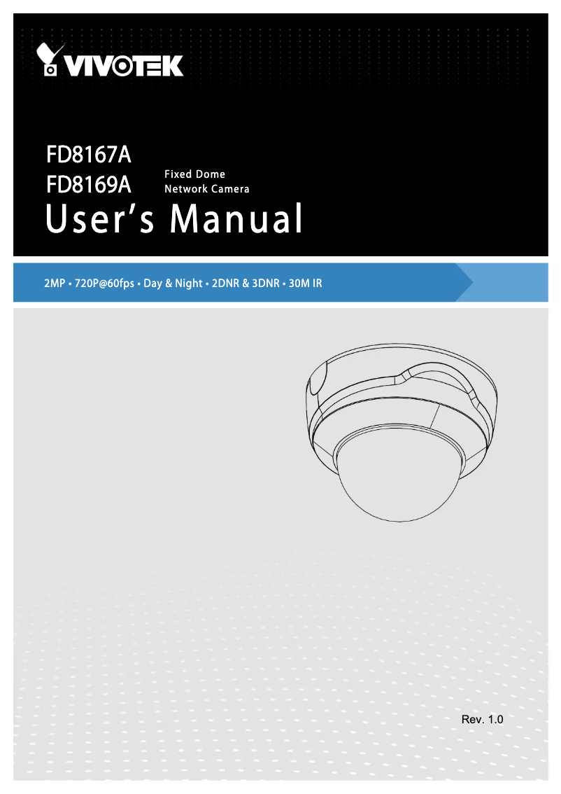 Page 1 de la notice Manuel utilisateur Vivotek FD8169A