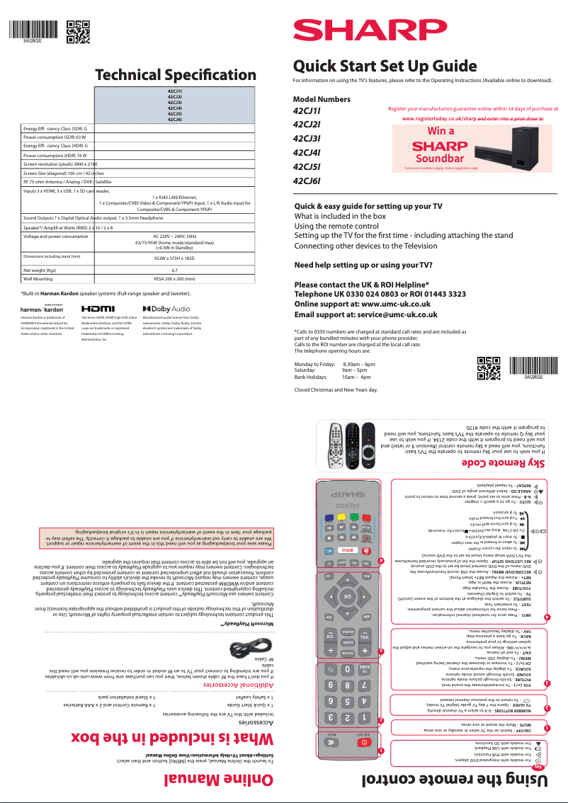 Page n°1 - Guide de démarrage rapide Sharp 42CJ1I