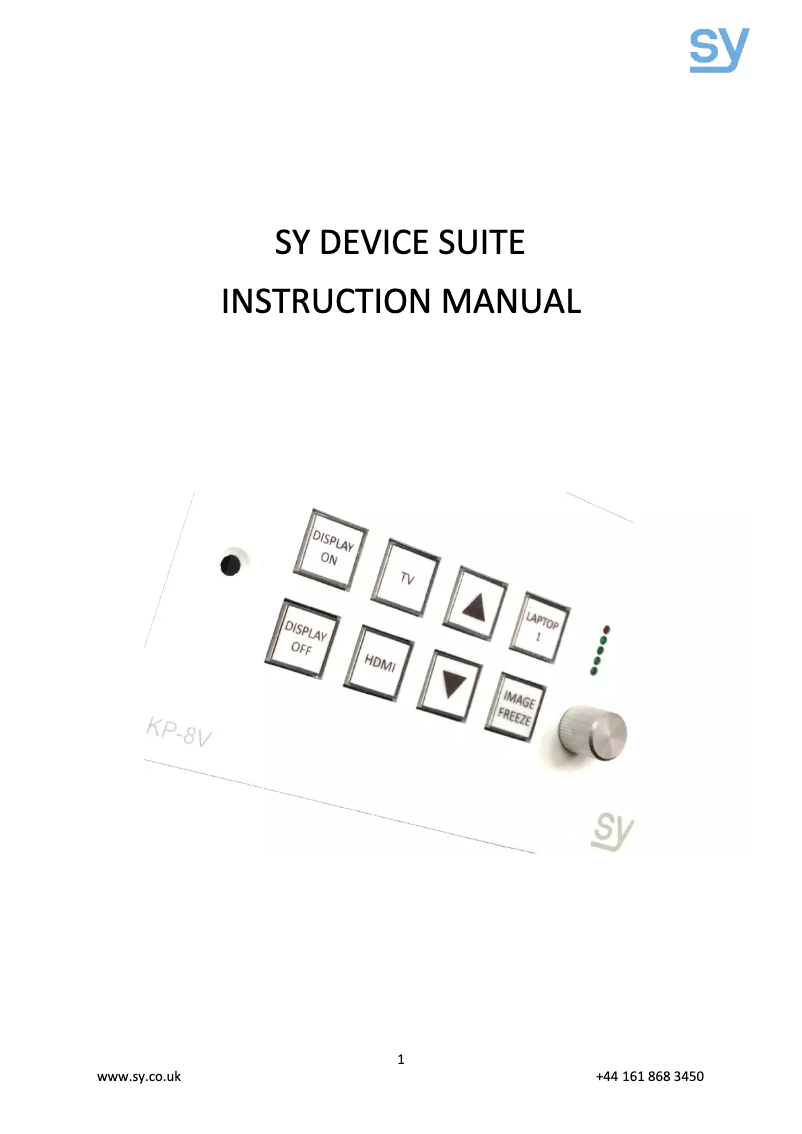 Page n°1 - Manuel utilisateur SY Electronics SY-KP8V-EW