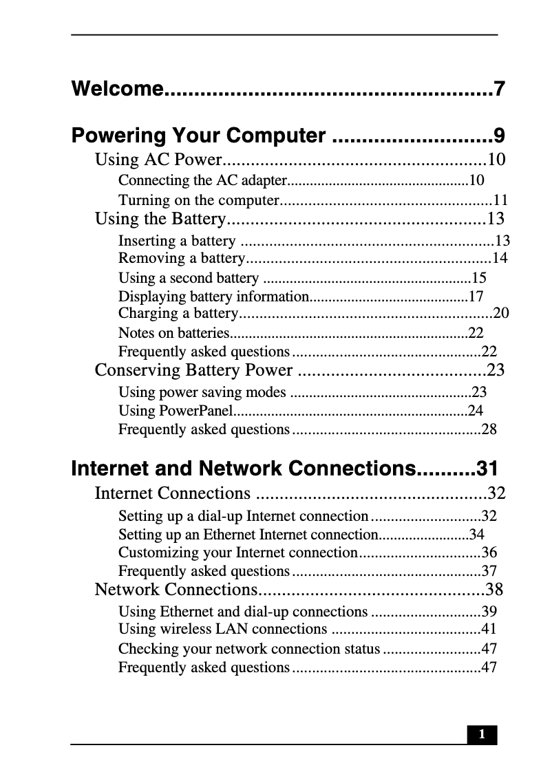 Page 1 de la notice Manuel utilisateur Sony Vaio PCG-GRS100