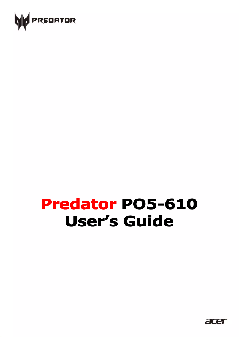 Page 1 de la notice Manuel utilisateur Acer Predator PO5-610