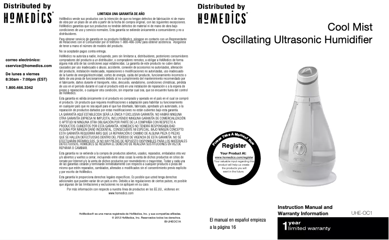 Image de la première page du manuel de l'appareil UHE-OC1