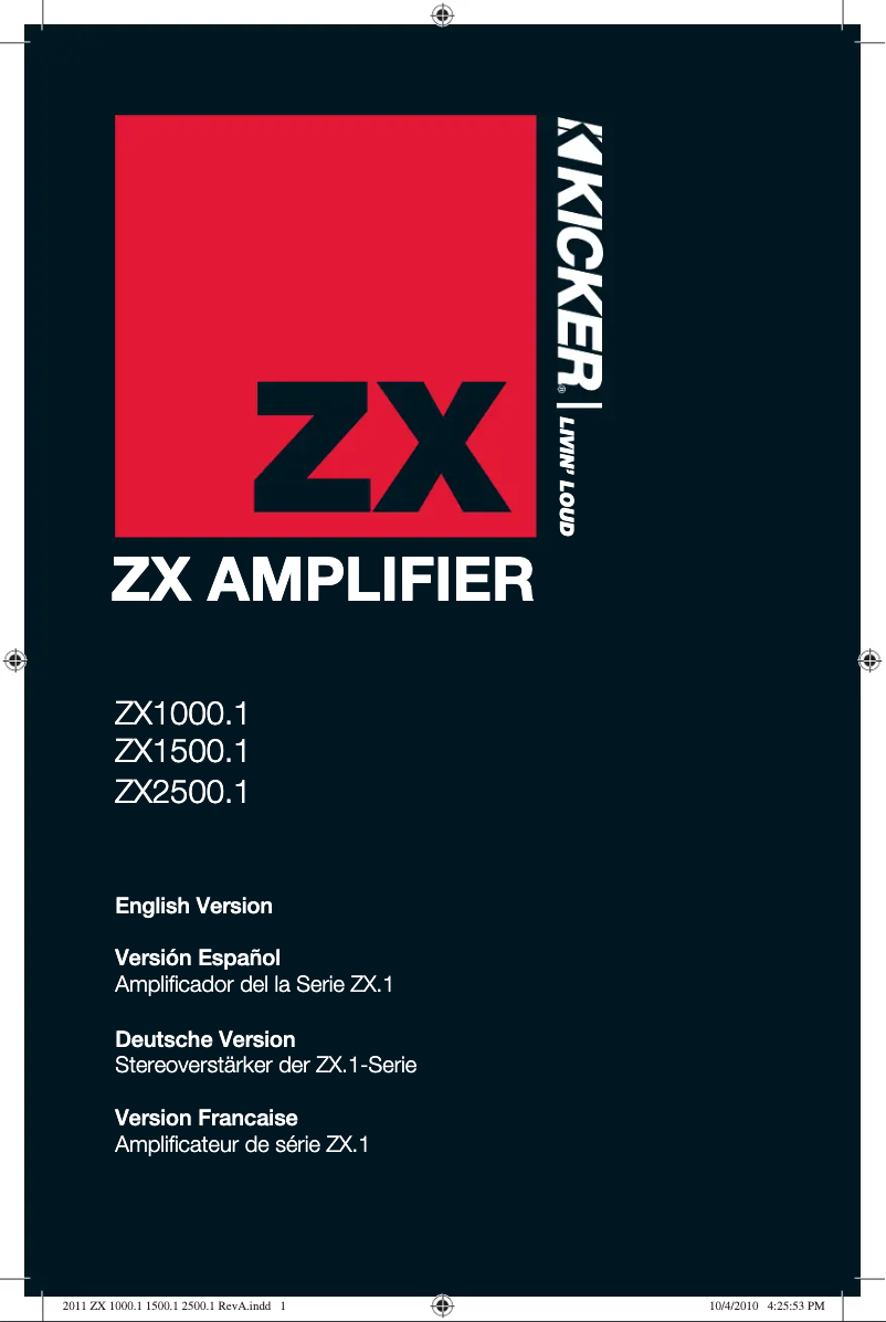 Page 1 de la notice Manuel utilisateur Kicker ZX2500.1