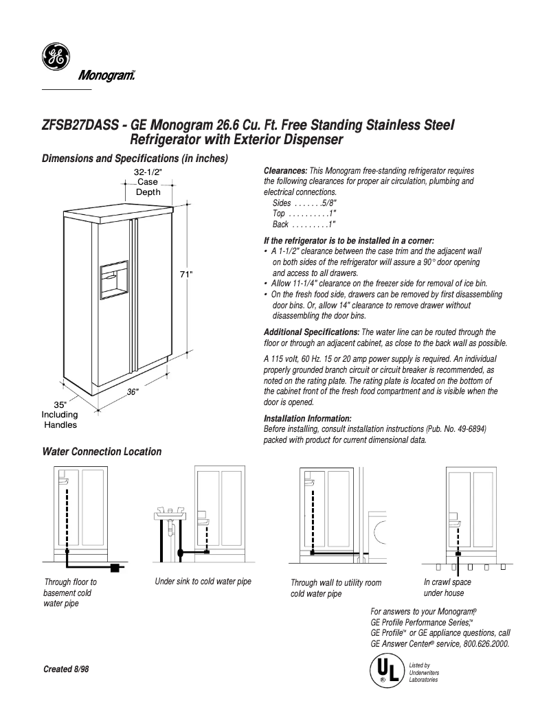 Imagen de la primera página del manual del dispositivo ZFSB27DASS