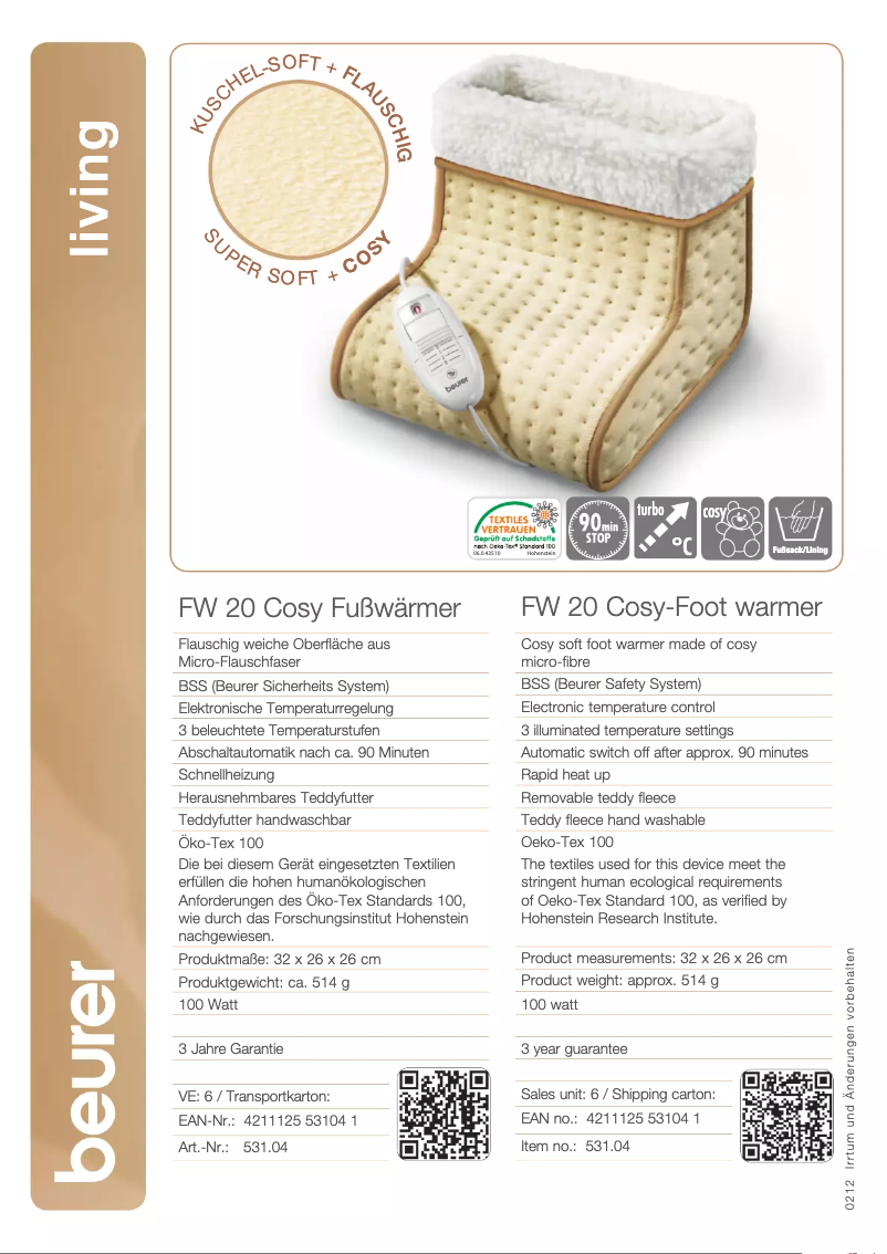 Page n°1 - Fiche technique Beurer FW 20