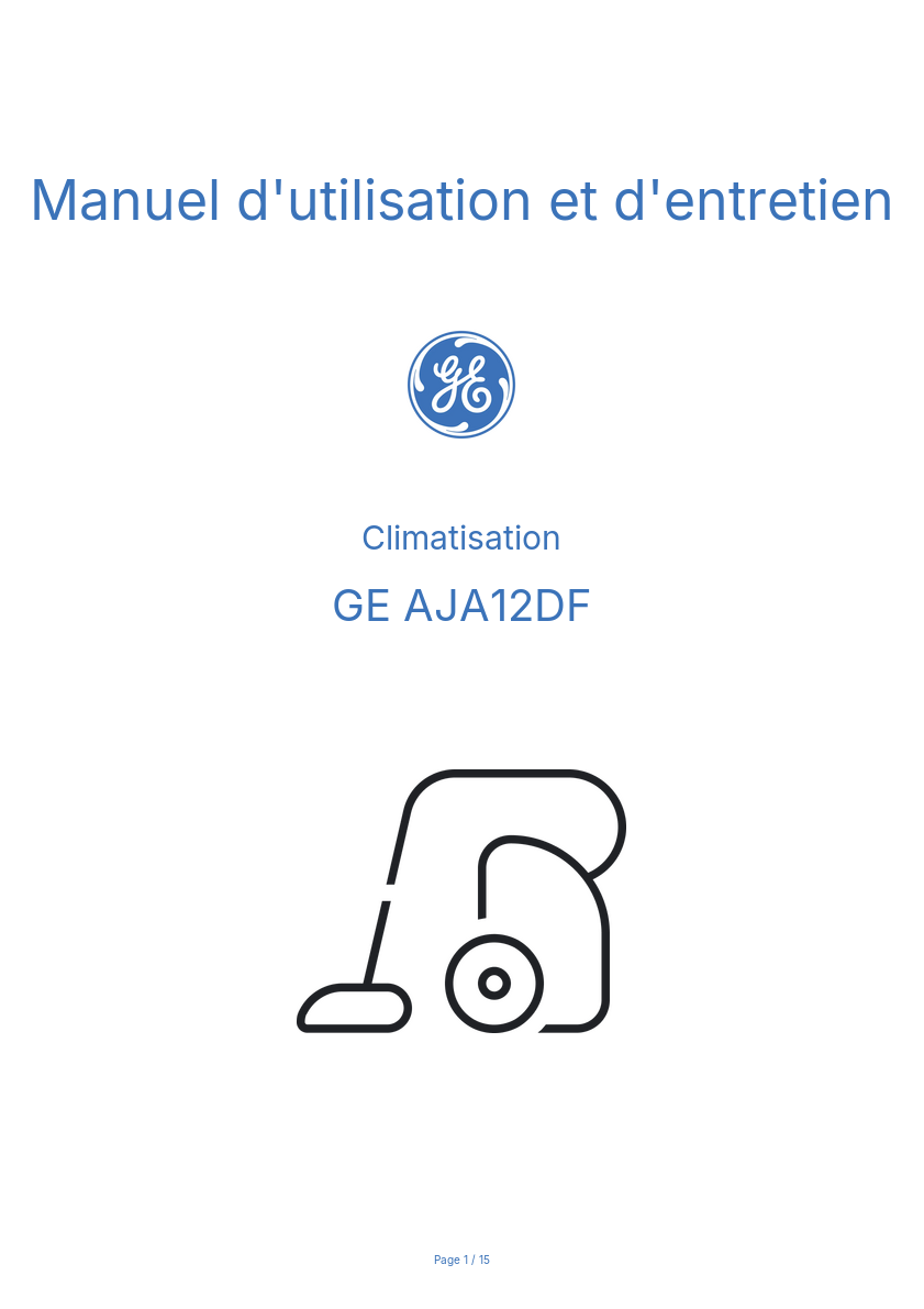 Image de la première page du manuel de l'appareil AJA12DF