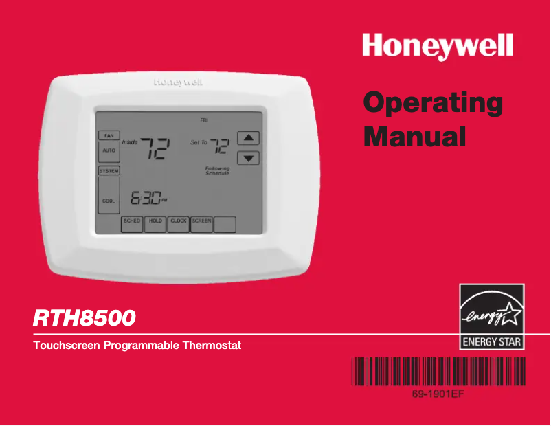 Page n°1 - Manuel utilisateur Honeywell RTH8500