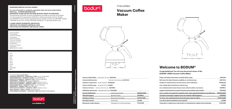 Page n°1 - Manuel utilisateur Bodum ePEBO