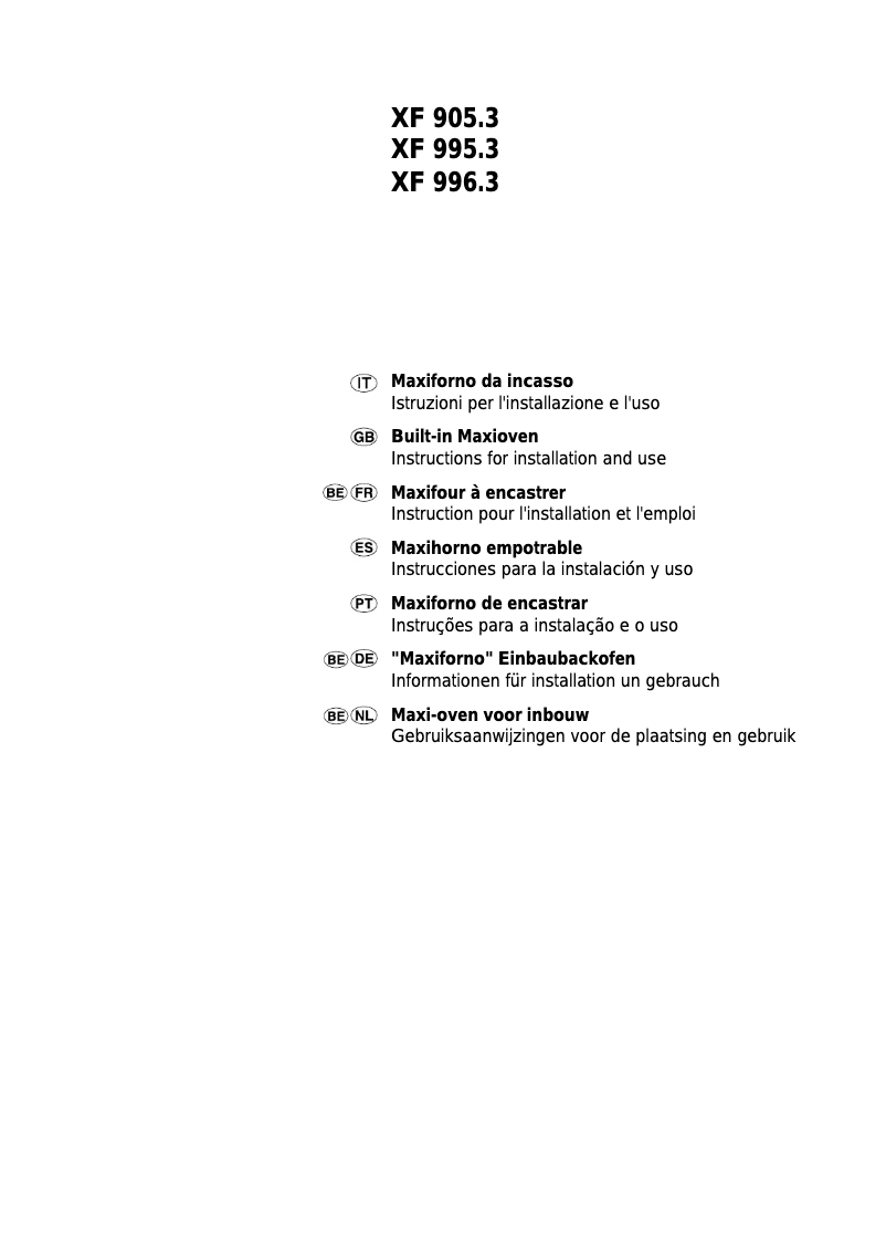 Page 1 de la notice Manuel utilisateur Ariston Thermo XF 996.3