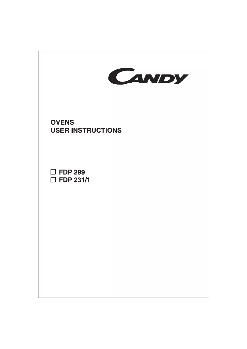 Page n°1 - Manuel utilisateur Candy FDP 299 X