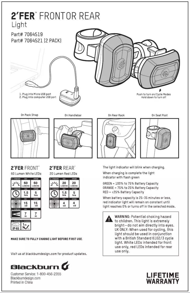 Page 1 de la notice Manuel utilisateur Blackburn 7064521