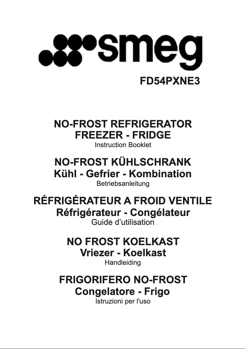 Page 1 de la notice Manuel utilisateur Smeg FD54PXNE3