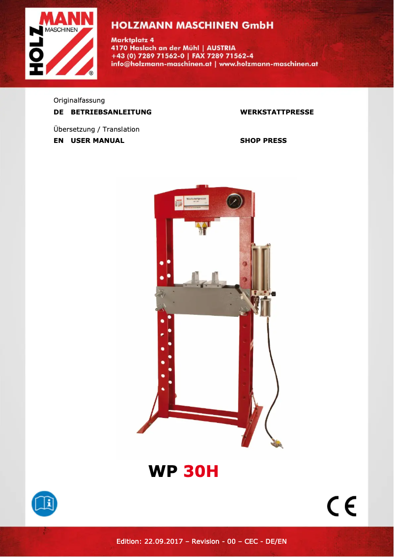 Page 1 de la notice Manuel utilisateur Holzmann WP 30H