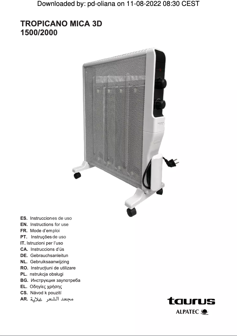 Page n°1 - Manuel utilisateur Taurus Alpatec Tropicano Mica 3D 1500