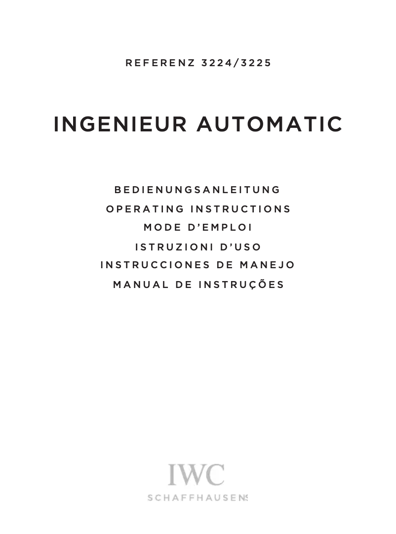 Page 1 de la notice Manuel utilisateur IWC Ingenieur Automatic 3224
