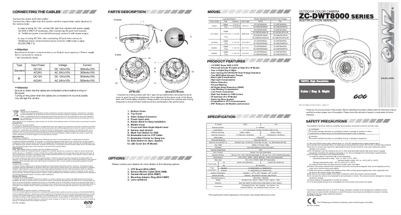 Page 1 de la notice Manuel utilisateur Ganz ZC-DWNT8312NXA