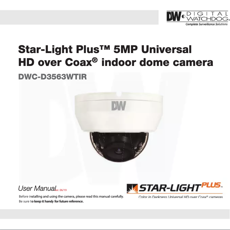 Page 1 de la notice Manuel utilisateur Digital Watchdog Star-Light Plus DWC-D3563WTIR