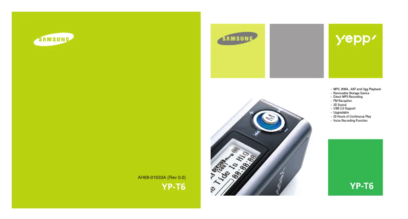 Page n°1 - Manuel utilisateur Samsung YP-T6V