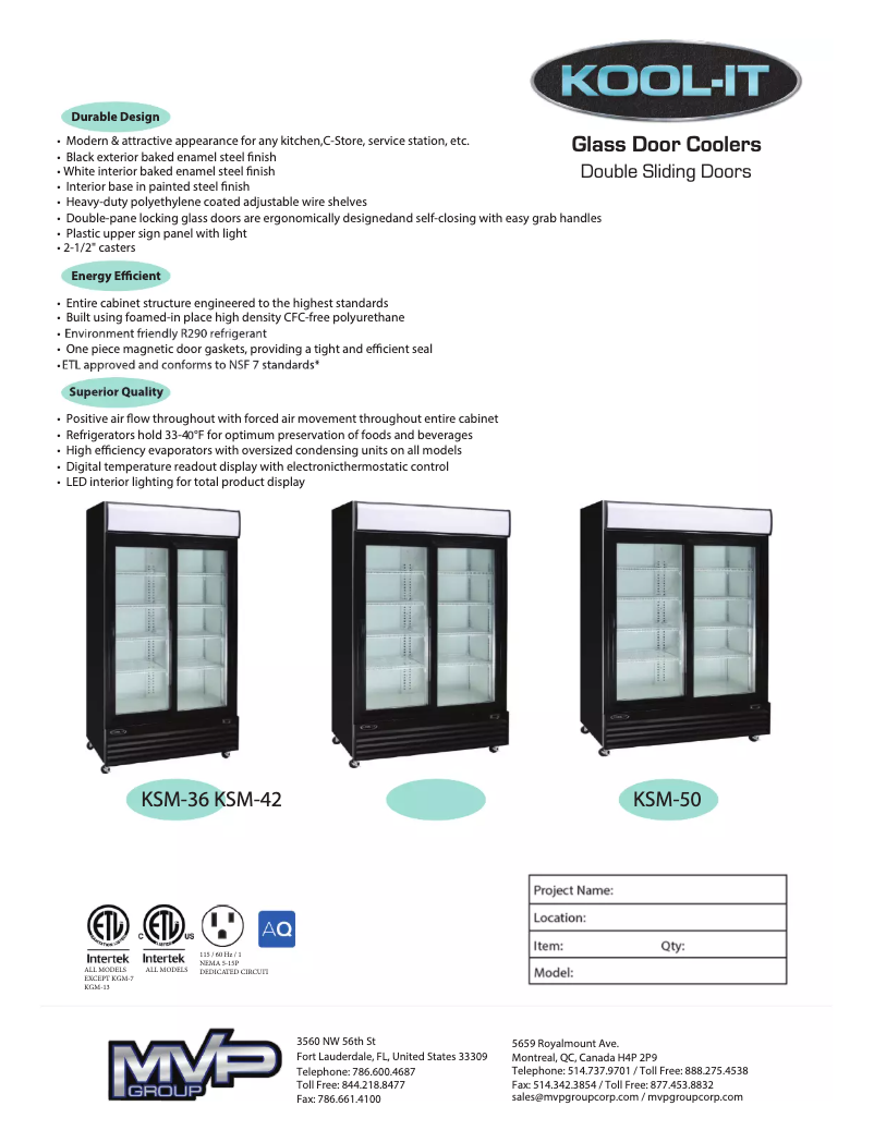 Page n°1 - Manuel utilisateur Kool-It KSM-50