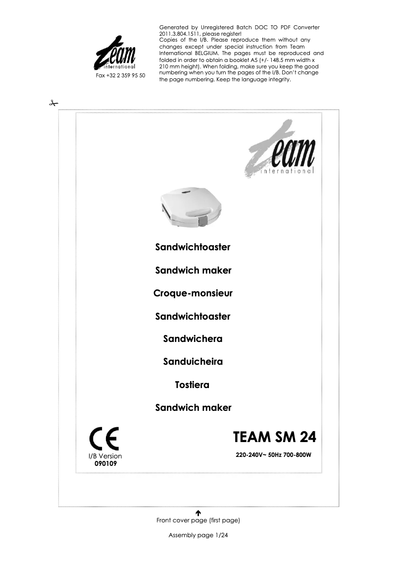 Page n°1 - Manuel utilisateur Team SM 24