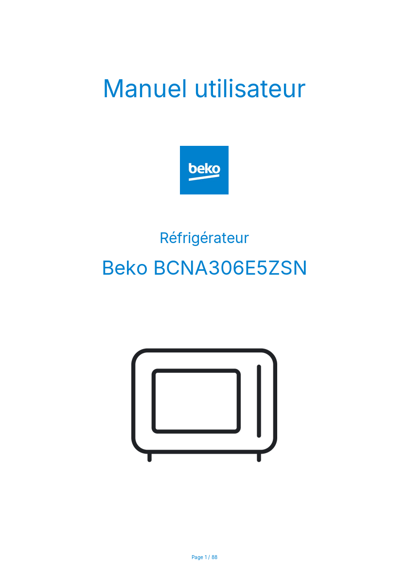Page n°1 - Manuel utilisateur Beko BCNA306E5ZSN