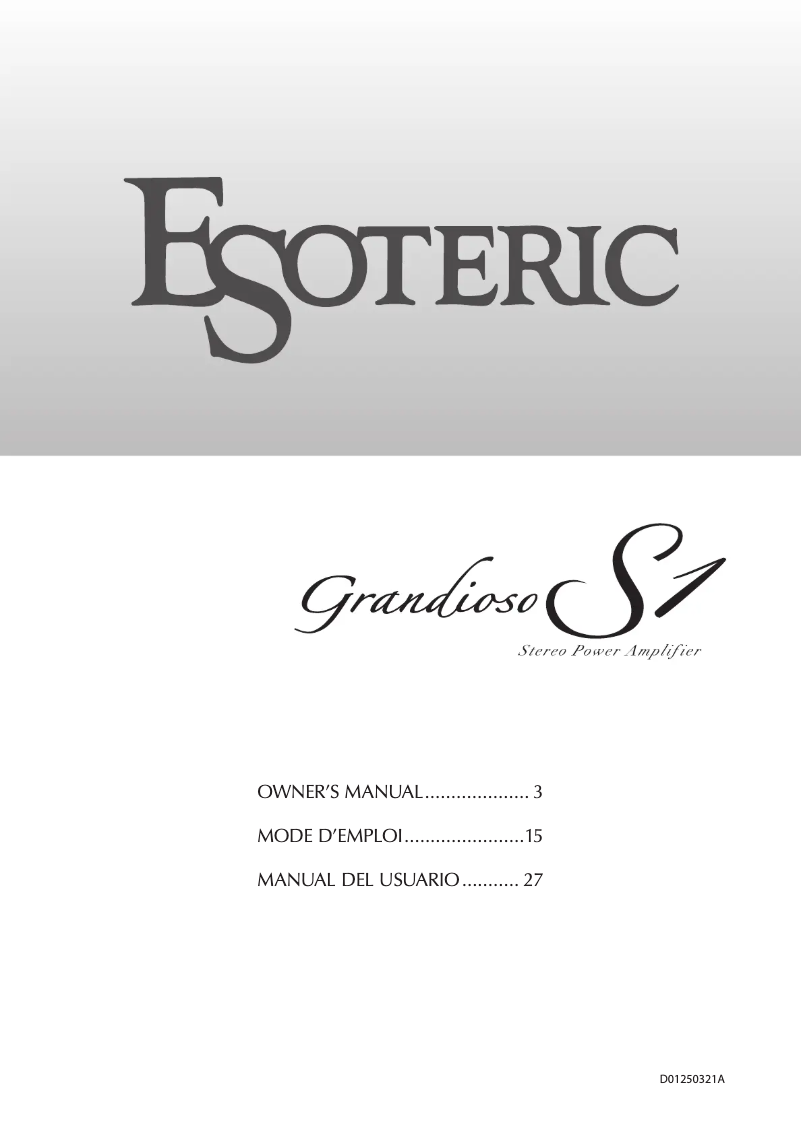 Page n°1 - Manuel utilisateur Esoteric Grandioso S1
