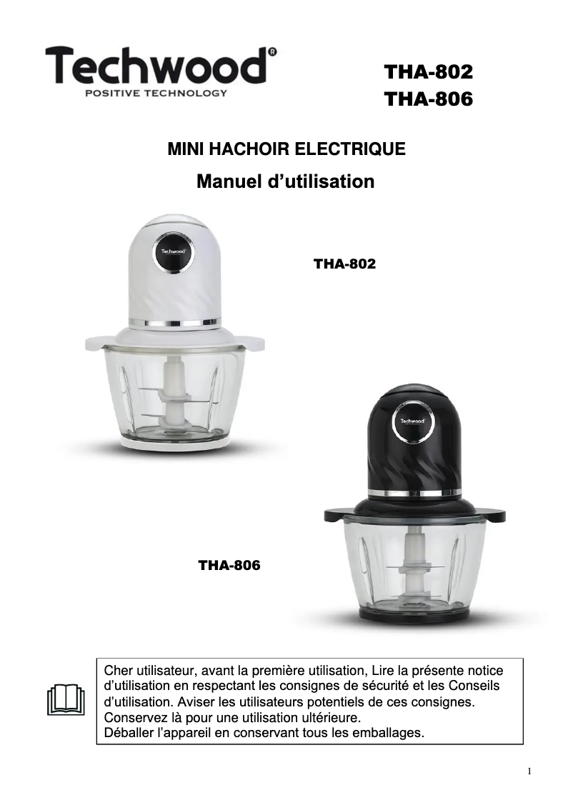 Page 1 de la notice Manuel utilisateur Techwood THA-806