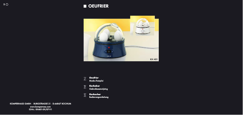 Image de la première page du manuel de l'appareil KH 401