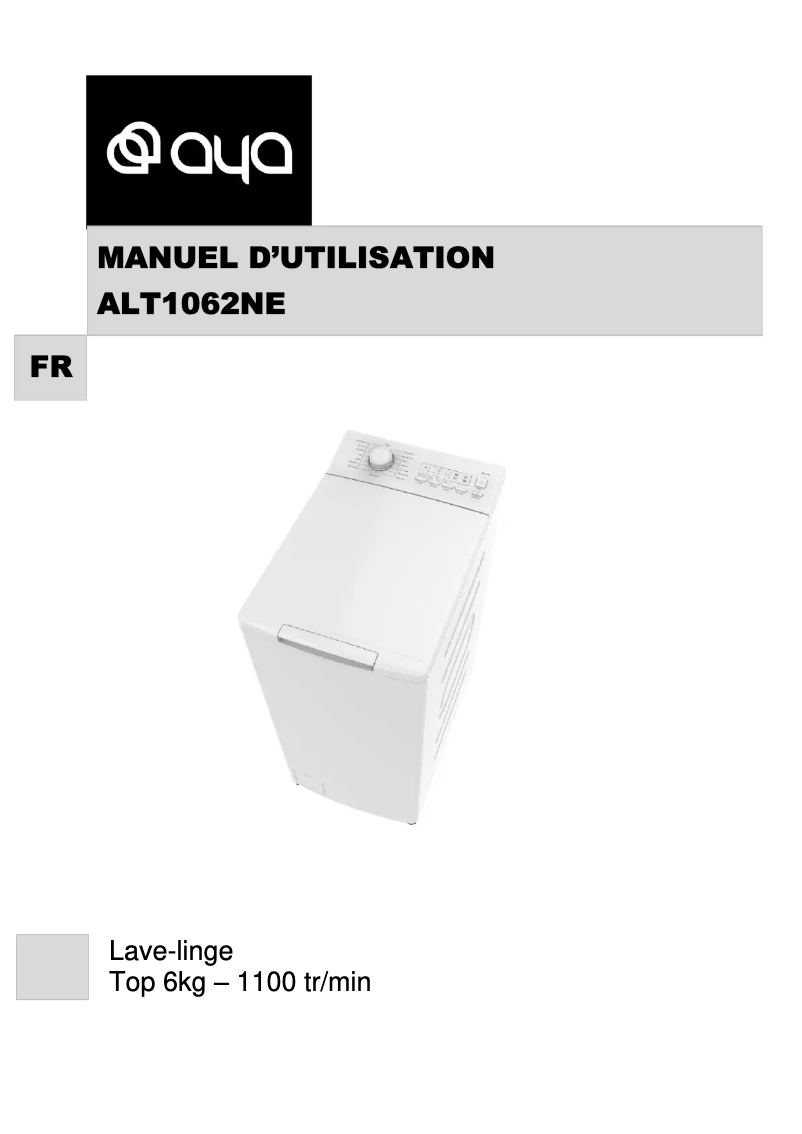 Image de la première page du manuel de l'appareil ALT1062NE