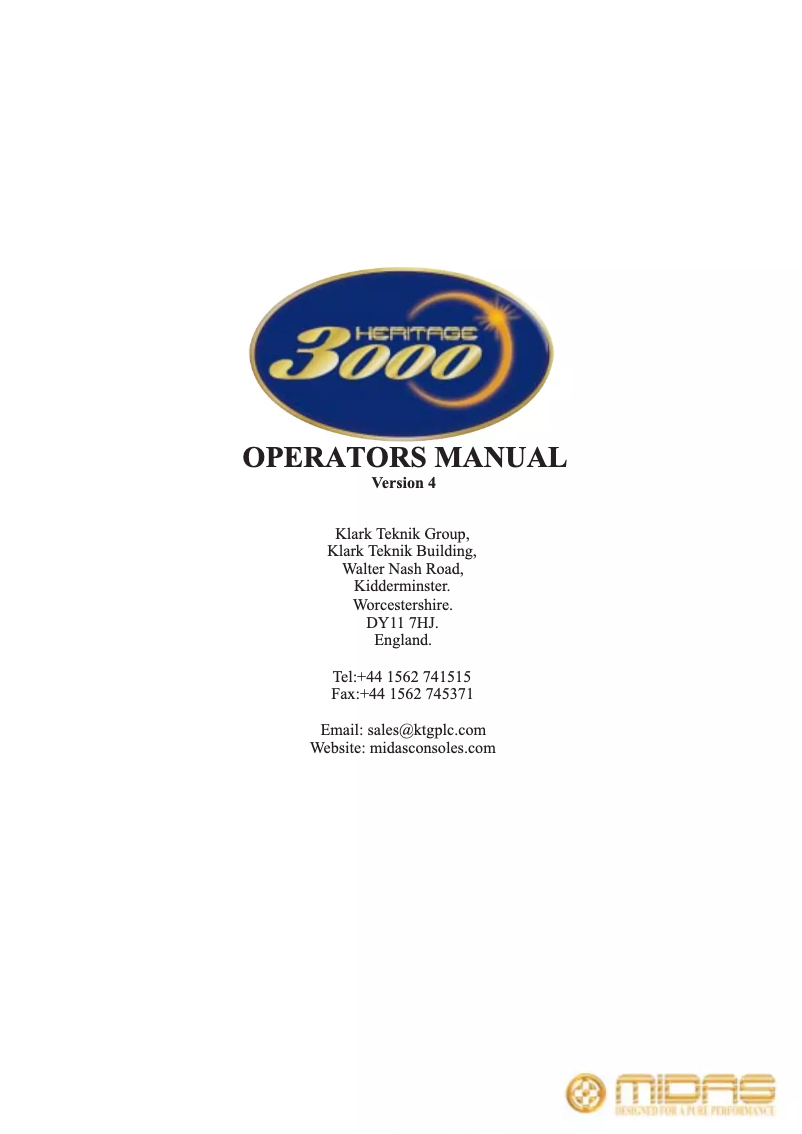 Page 1 de la notice Manuel utilisateur Midas H3000