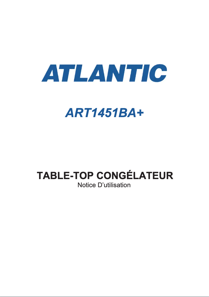 Image de la première page du manuel de l'appareil ART1451BA+