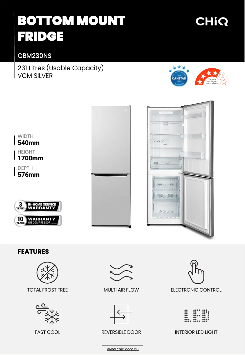 Page 1 de la notice Fiche technique CHiQ CBM230NS3