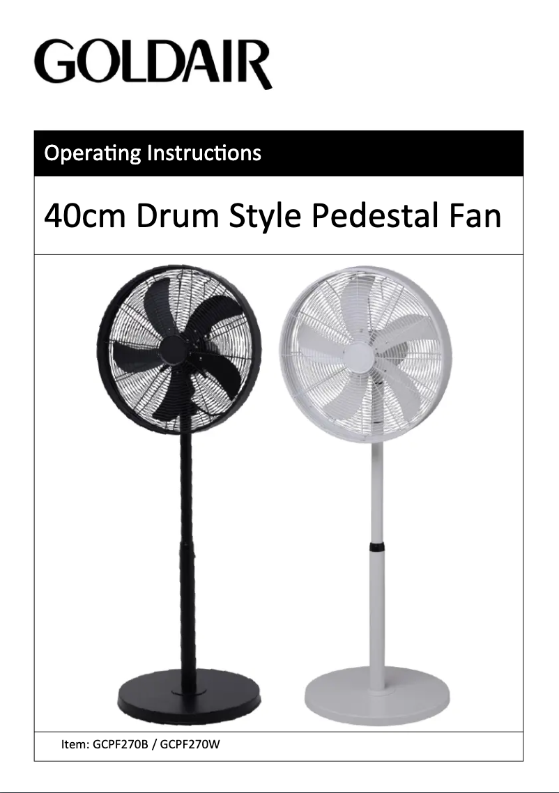 Page 1 de la notice Manuel utilisateur GoldAir GCPF270W