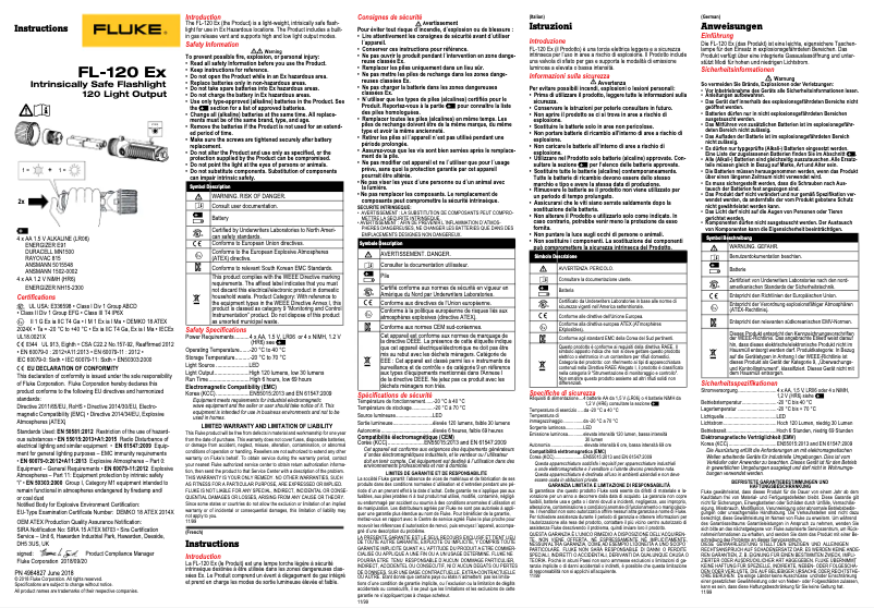 Page 1 de la notice Manuel utilisateur Fluke FL-120 EX