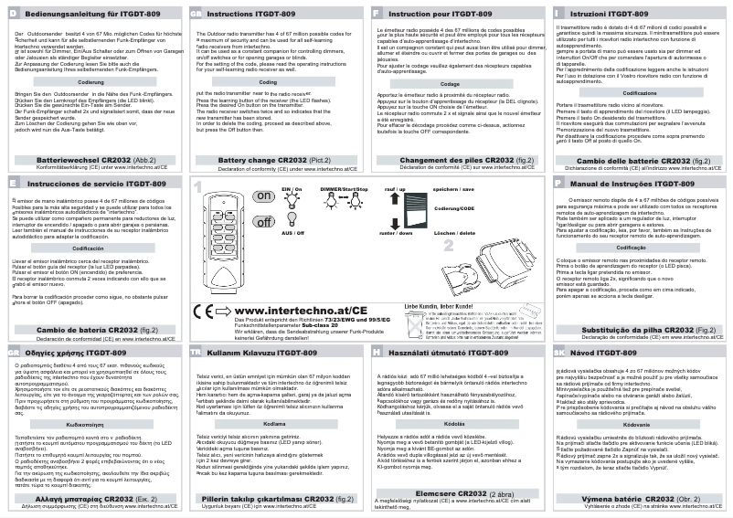 Page n°1 - Manuel utilisateur Intertechno ITGDT-809