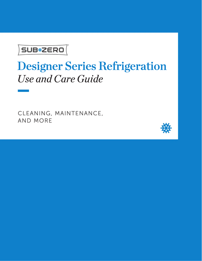 Page n°1 - Manuel d'utilisation et d'entretien Sub-Zero ID-30FI