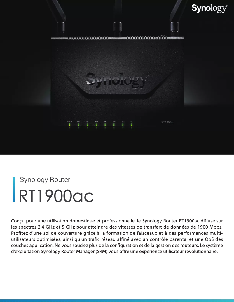 Page 1 de la notice Fiche technique Synology RT1900AC