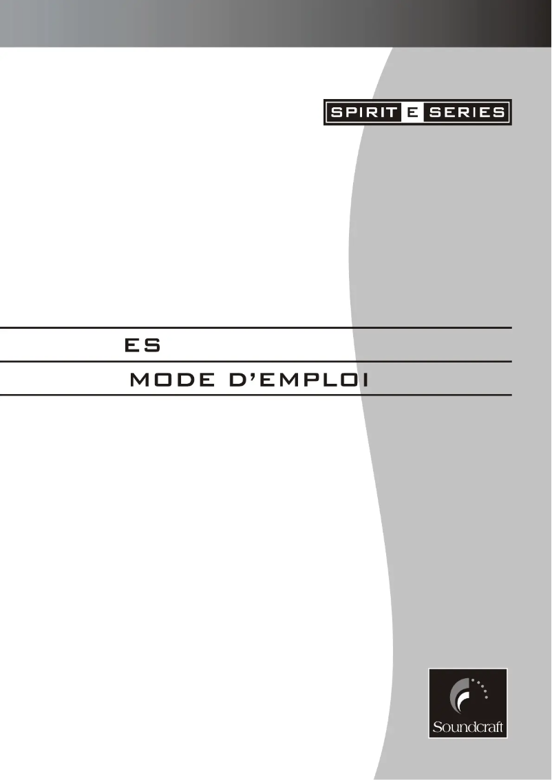 Page 1 de la notice Manuel utilisateur Soundcraft Spirit E Series