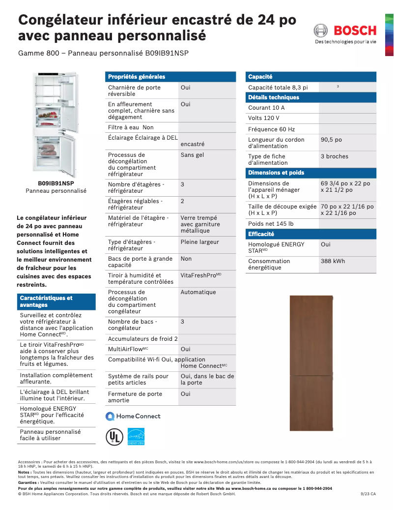 Page n°1 - Fiche technique Bosch B09IB91NSP