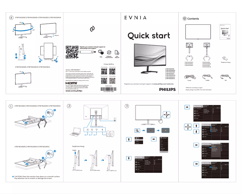 Page n°1 - Guide de démarrage rapide Philips Evnia 27M1N3200Z
