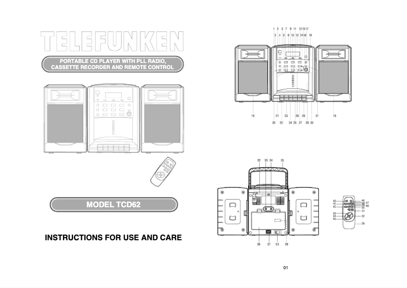 Page n°1 - Manuel utilisateur Telefunken TCD62