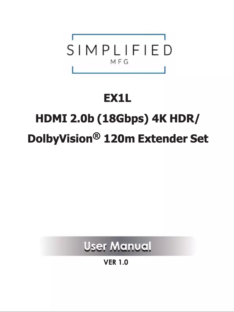 Page 1 de la notice Manuel utilisateur Simplified MFG EX1L