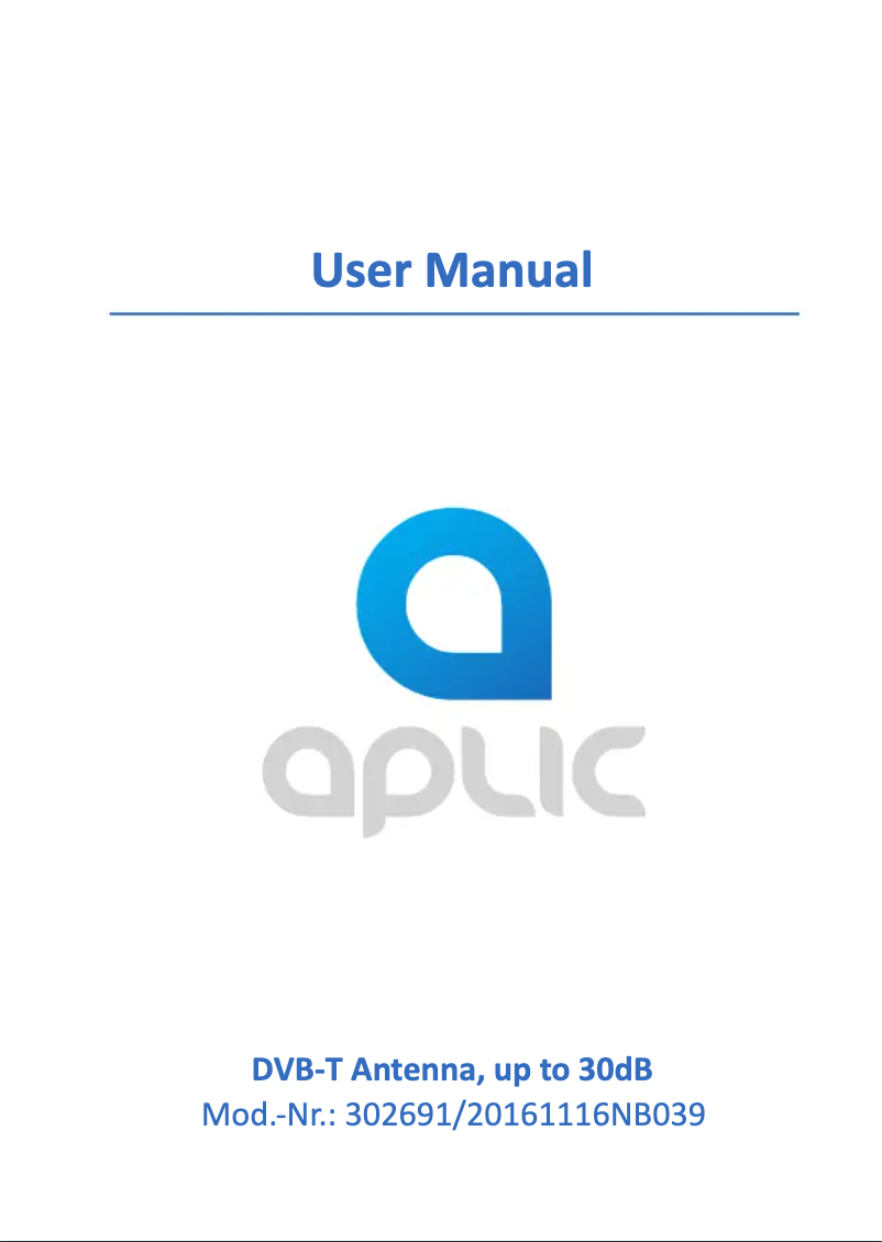 Page n°1 - Manuel utilisateur Aplic 302691