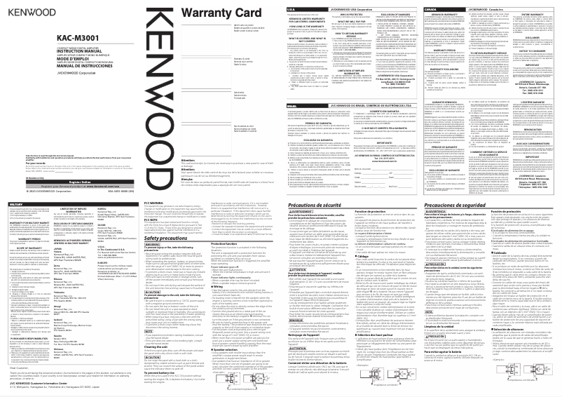 Image de la première page du manuel de l'appareil KAC-M3001